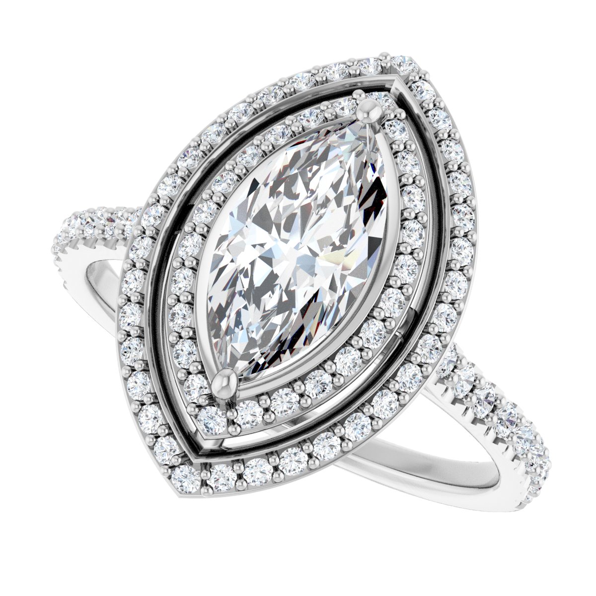 Marquise Double Halo-Style Engagement Ring Semi-Mount - gallery - Series 121992