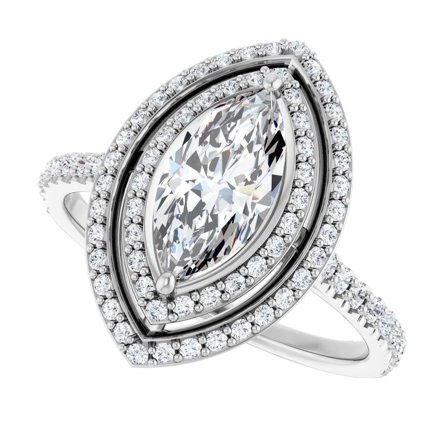Marquise Double Halo-Style Engagement Ring Semi-Mount - gallery - Series 121992