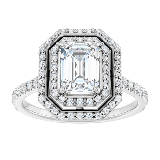 Emerald Double Halo-Style Engagement Ring Semi-Mount - gallery - Series 121992