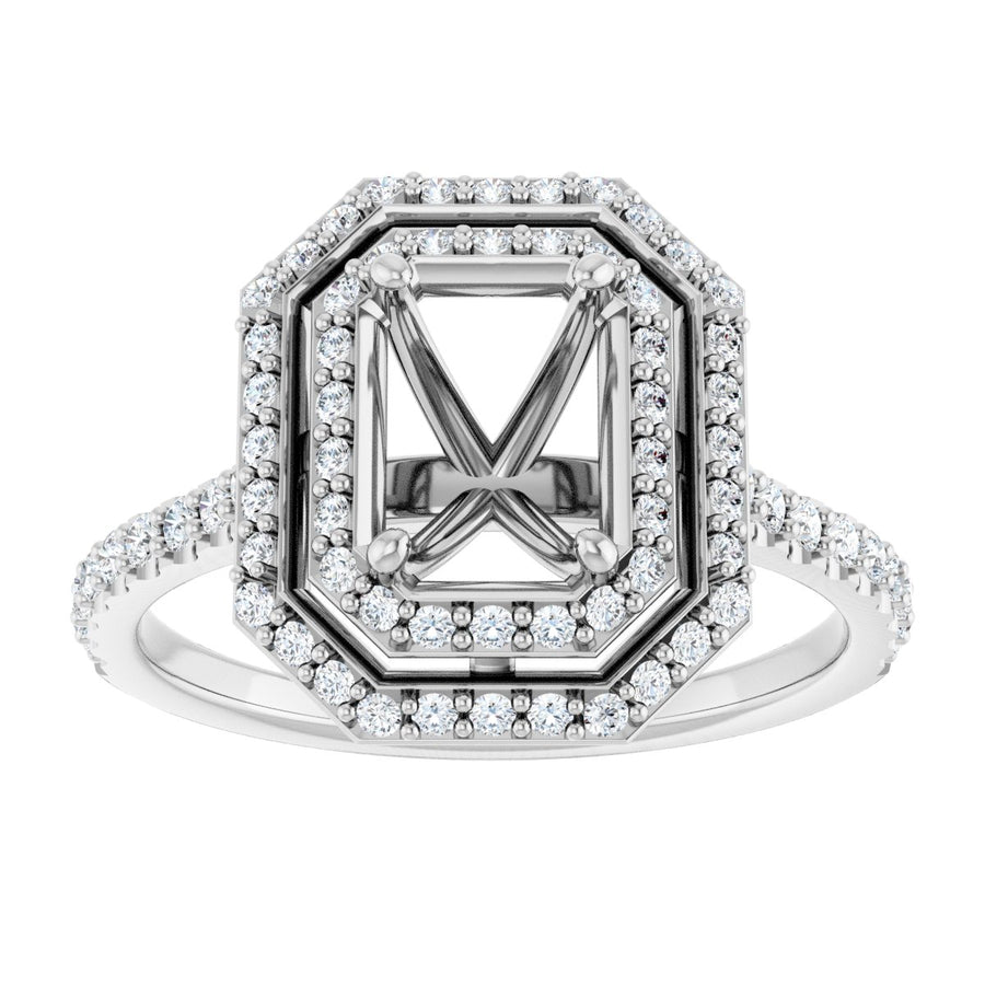 Emerald Double Halo-Style Engagement Ring Semi-Mount - gallery - Series 121992