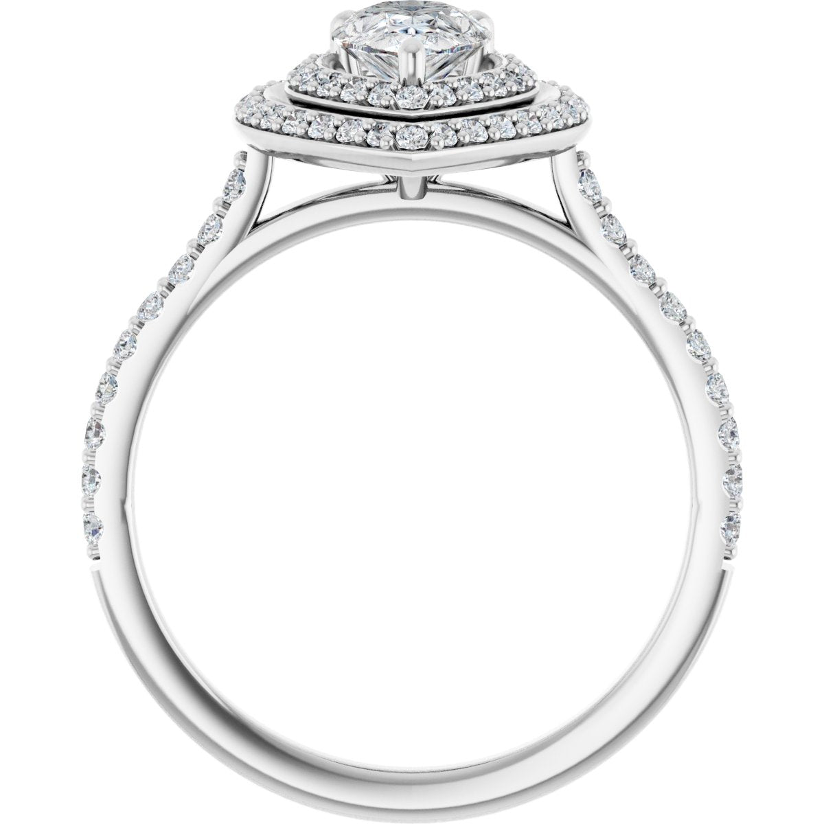 Pear Double Halo-Style Engagement Ring Semi-Mount - gallery - Series 121992