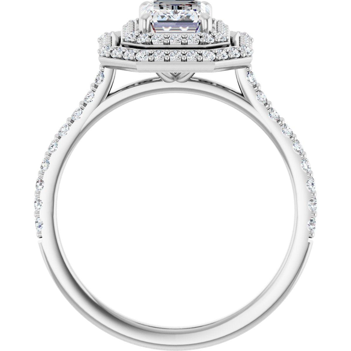 Emerald Double Halo-Style Engagement Ring Semi-Mount - gallery - Series 121992