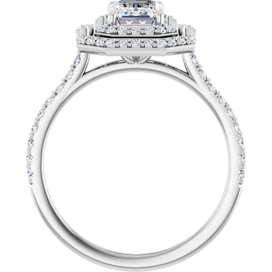 Emerald Double Halo-Style Engagement Ring Semi-Mount - gallery - Series 121992