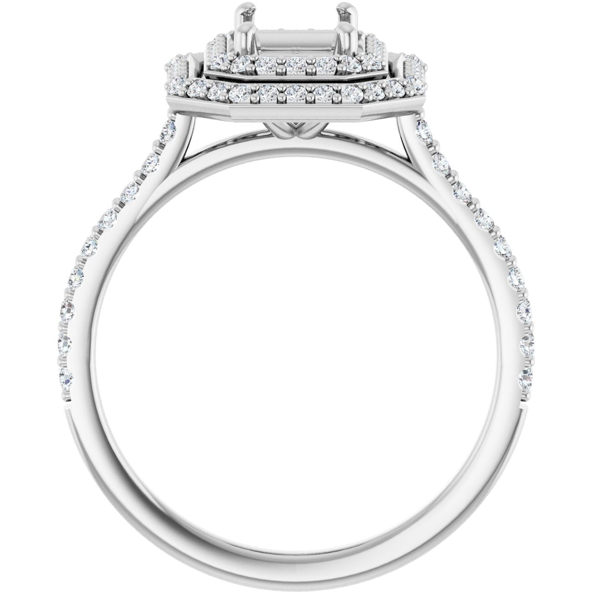 Emerald Double Halo-Style Engagement Ring Semi-Mount - gallery - Series 121992
