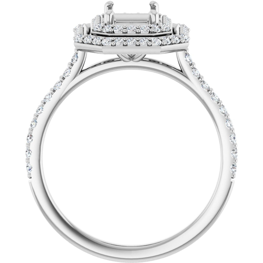 Emerald Double Halo-Style Engagement Ring Semi-Mount - gallery - Series 121992