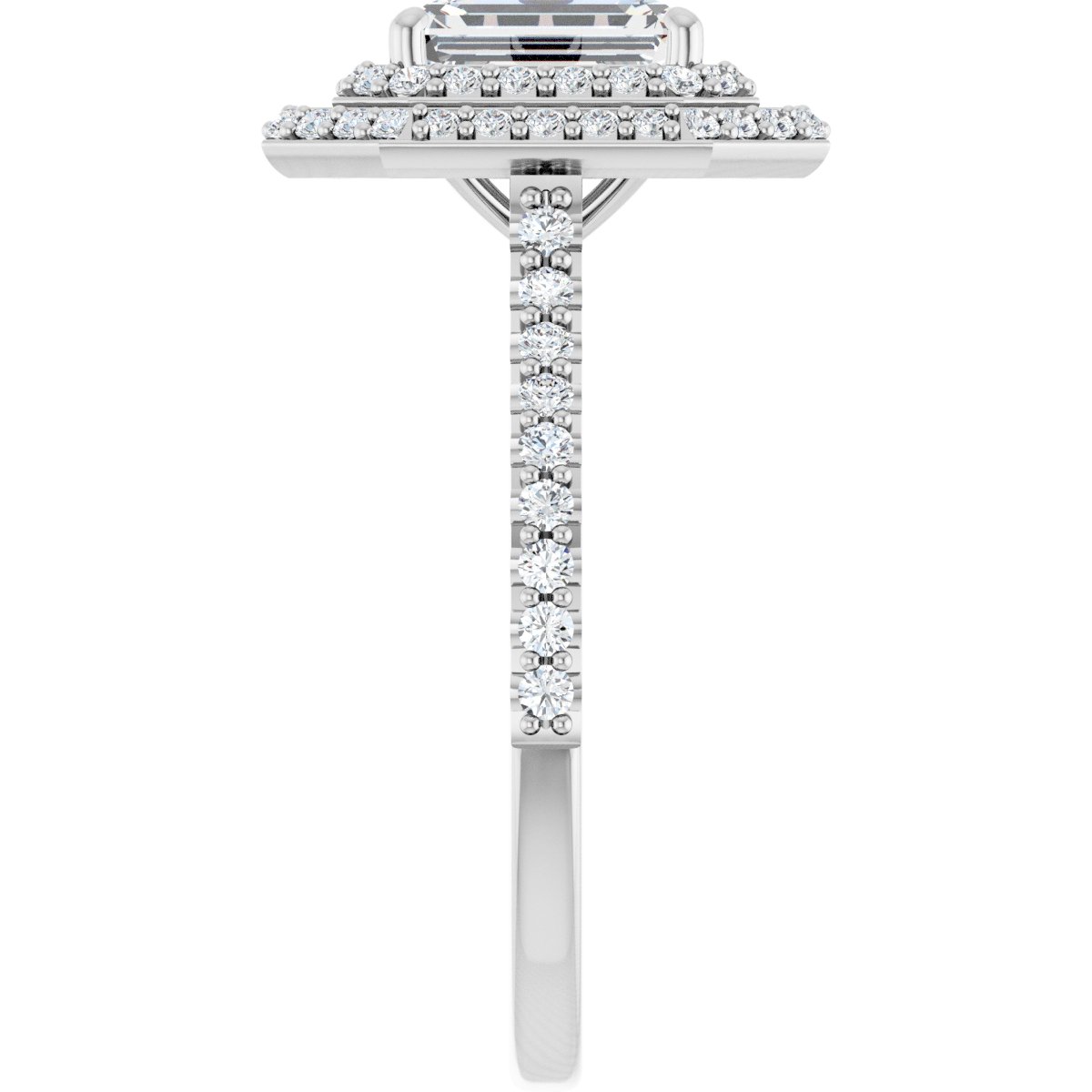 Emerald Double Halo-Style Engagement Ring Semi-Mount - gallery - Series 121992