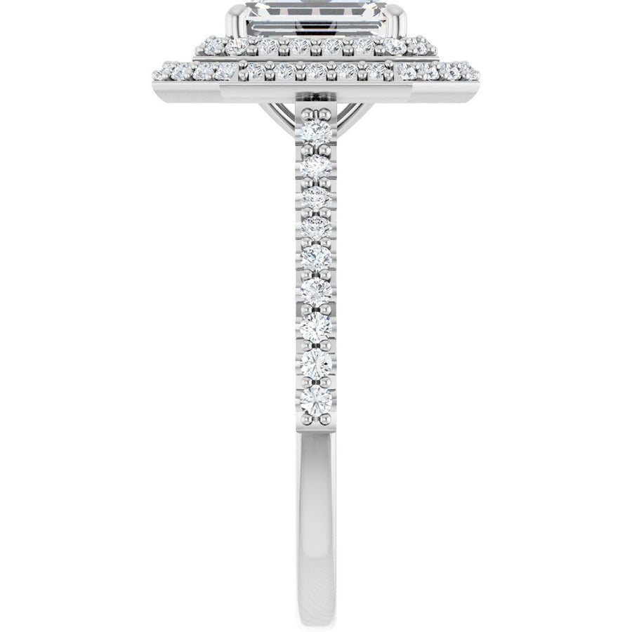 Emerald Double Halo-Style Engagement Ring Semi-Mount - gallery - Series 121992