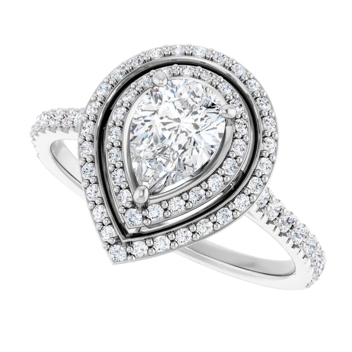 Pear Double Halo-Style Engagement Ring Semi-Mount - gallery - Series 121992