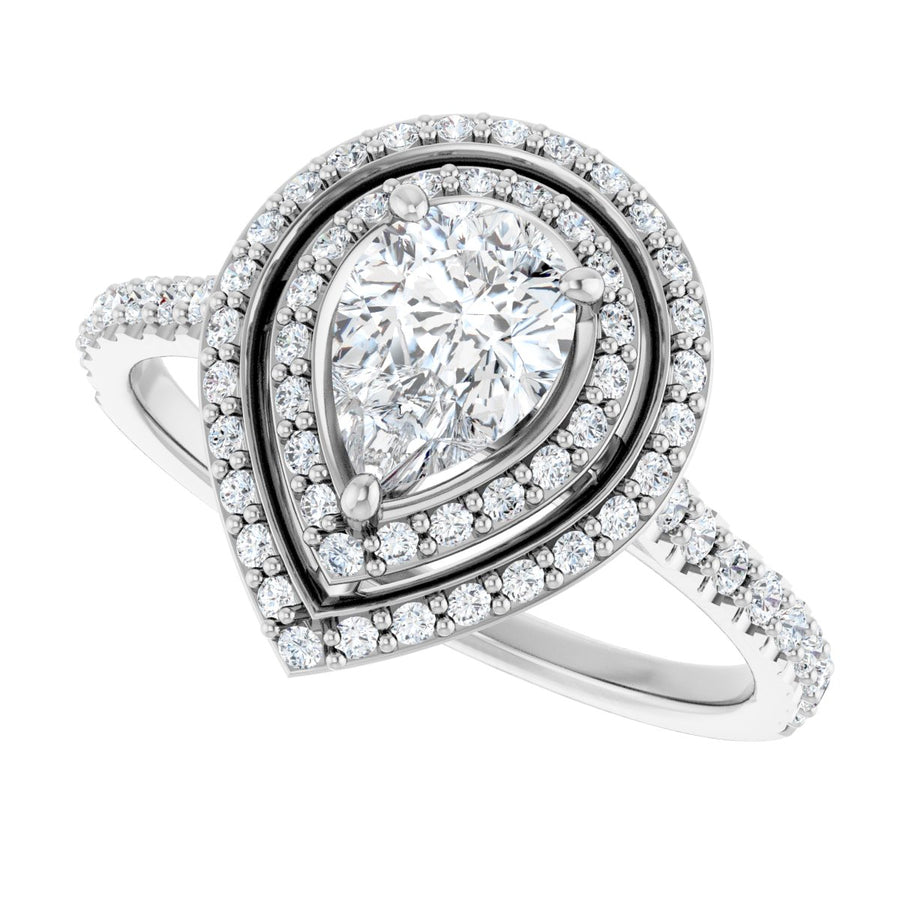Pear Double Halo-Style Engagement Ring Semi-Mount - gallery - Series 121992