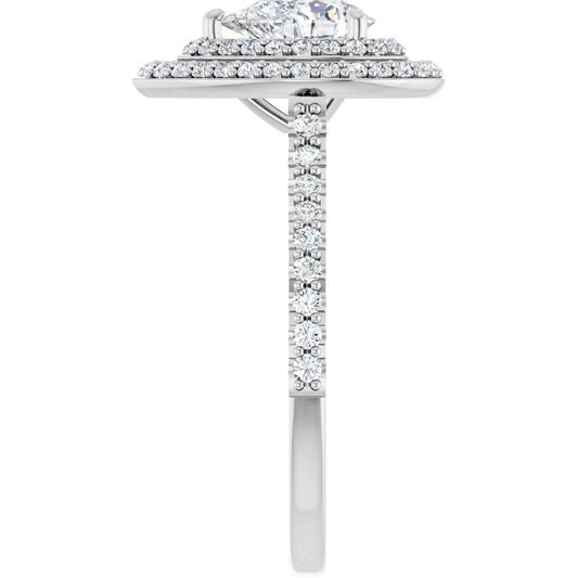 Pear Double Halo-Style Engagement Ring Semi-Mount - gallery - Series 121992