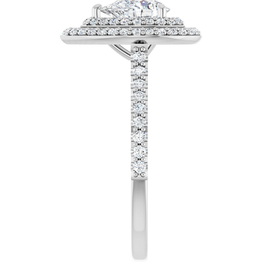 Pear Double Halo-Style Engagement Ring Semi-Mount - gallery - Series 121992