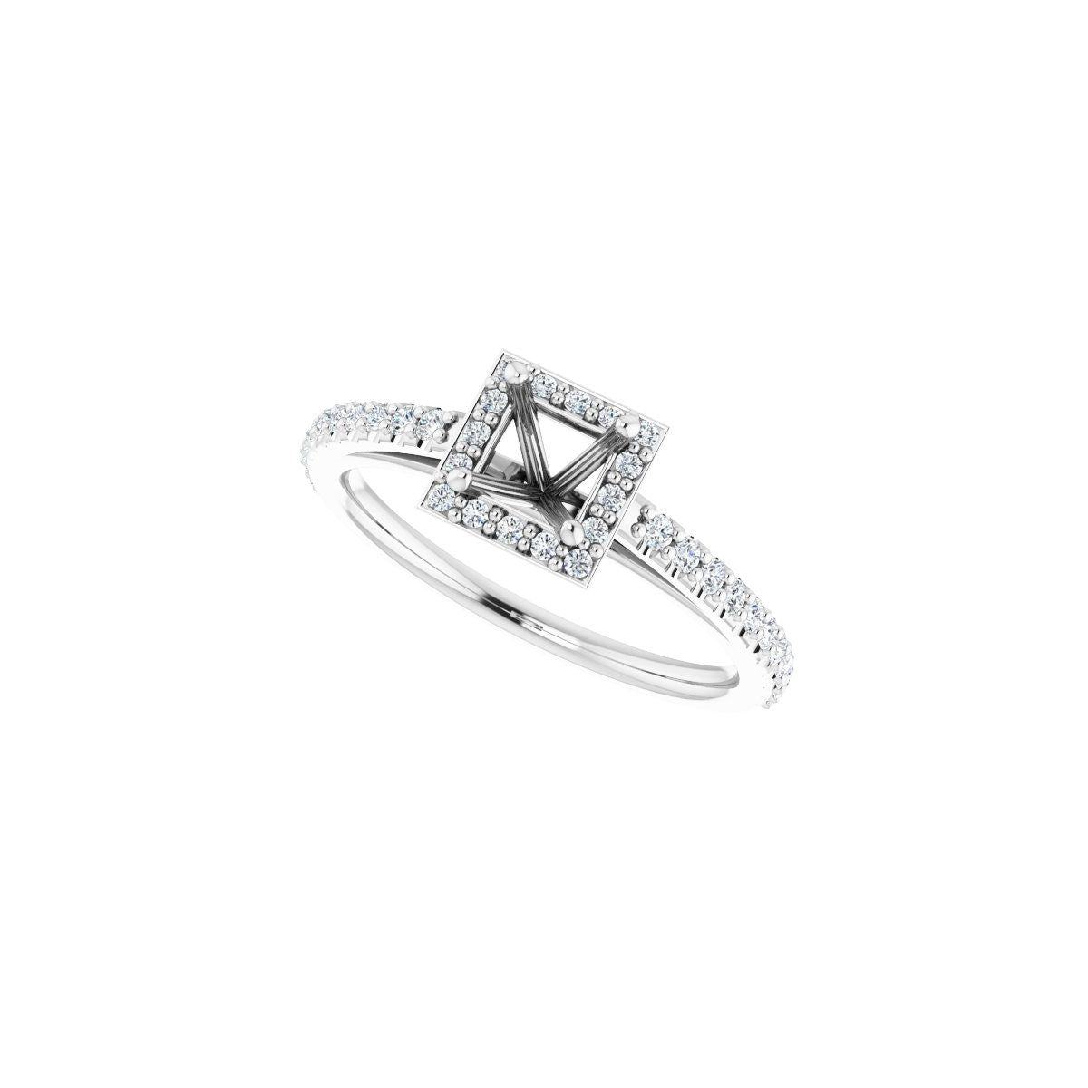 Square Halo-Style Engagement Ring Semi-Mount - gallery - Series 121987