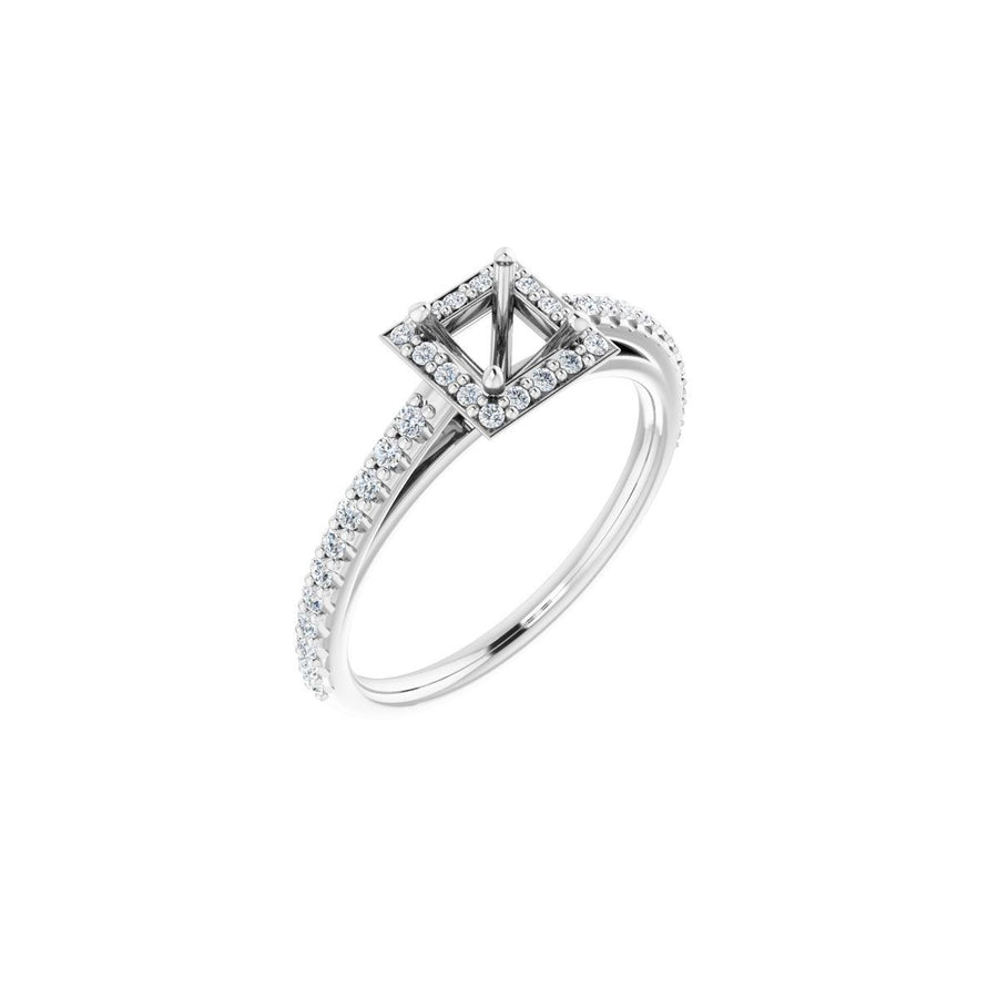 Natural Diamond Square Halo-Style Engagement Ring Semi-Mount - Platinum - Series 121987