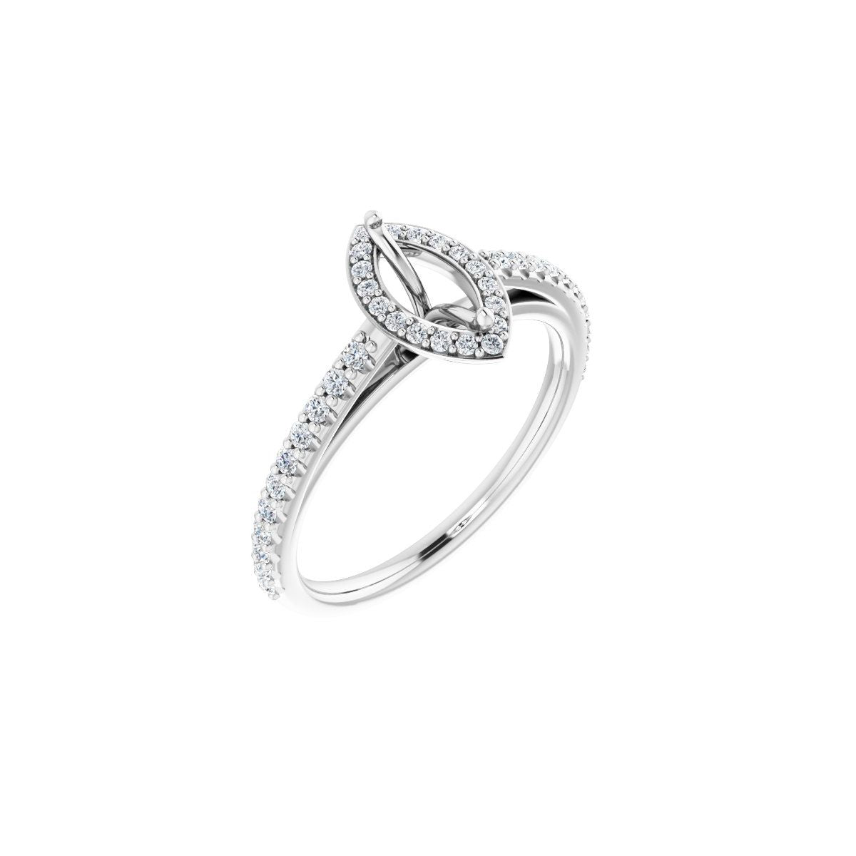 Natural Diamond Marquise Halo-Style Engagement Ring Semi-Mount - Platinum - Series 121987