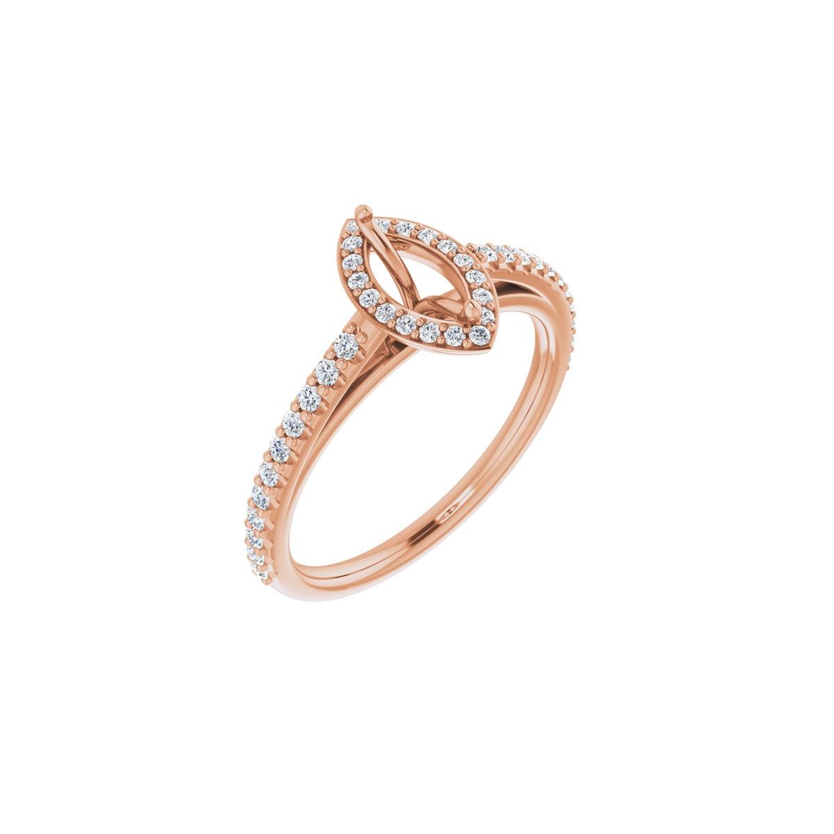 Natural Diamond Marquise Halo-Style Engagement Ring Semi-Mount - 14K Rose Gold - Series 121987