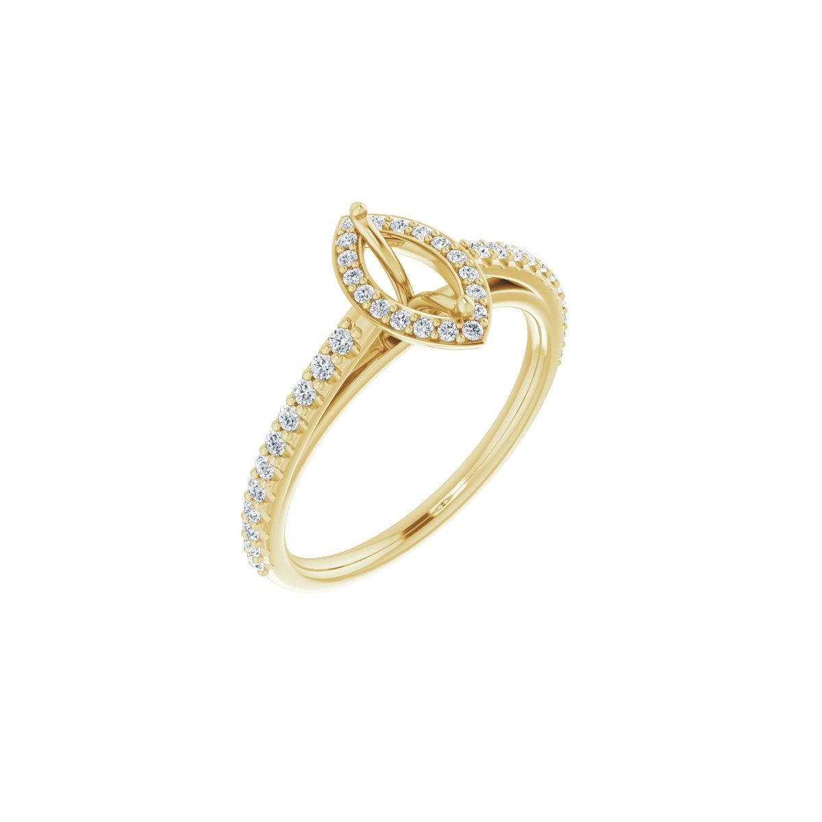 Natural Diamond Marquise Halo-Style Engagement Ring Semi-Mount - 14K Yellow Gold - Series 121987