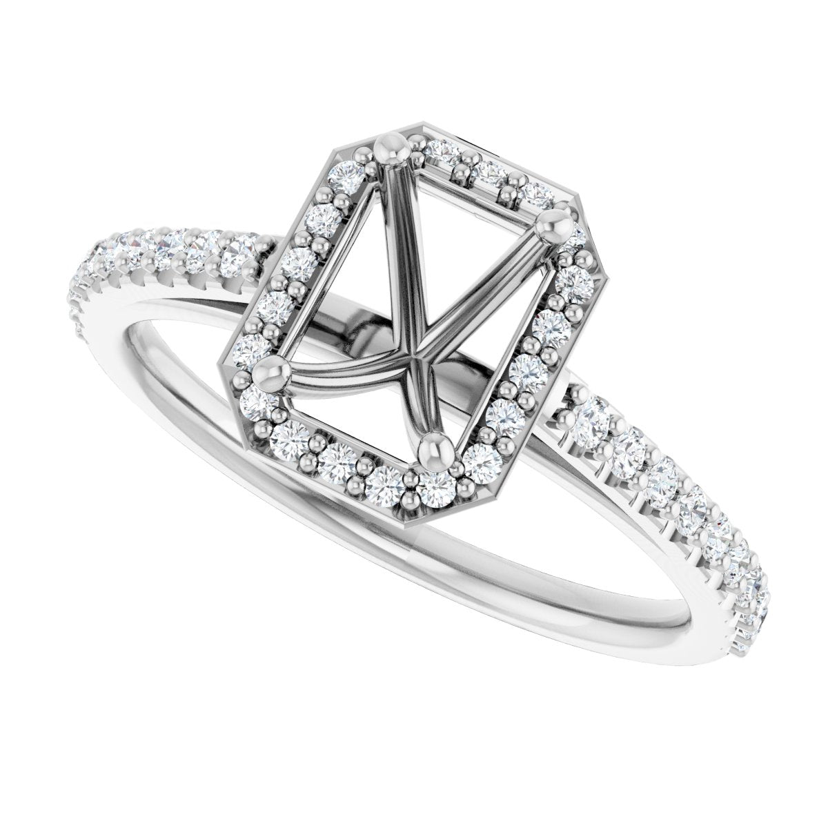 Emerald Halo-Style Engagement Ring Semi-Mount - gallery - Series 121987