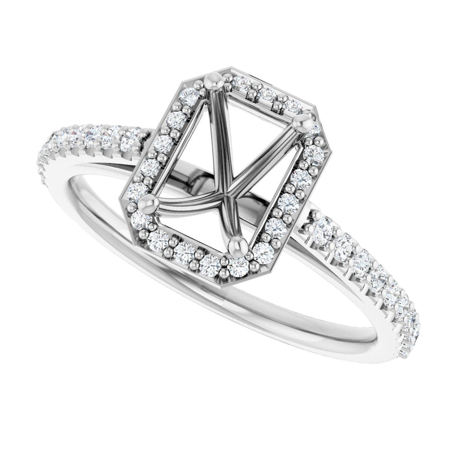 Emerald Halo-Style Engagement Ring Semi-Mount - gallery - Series 121987