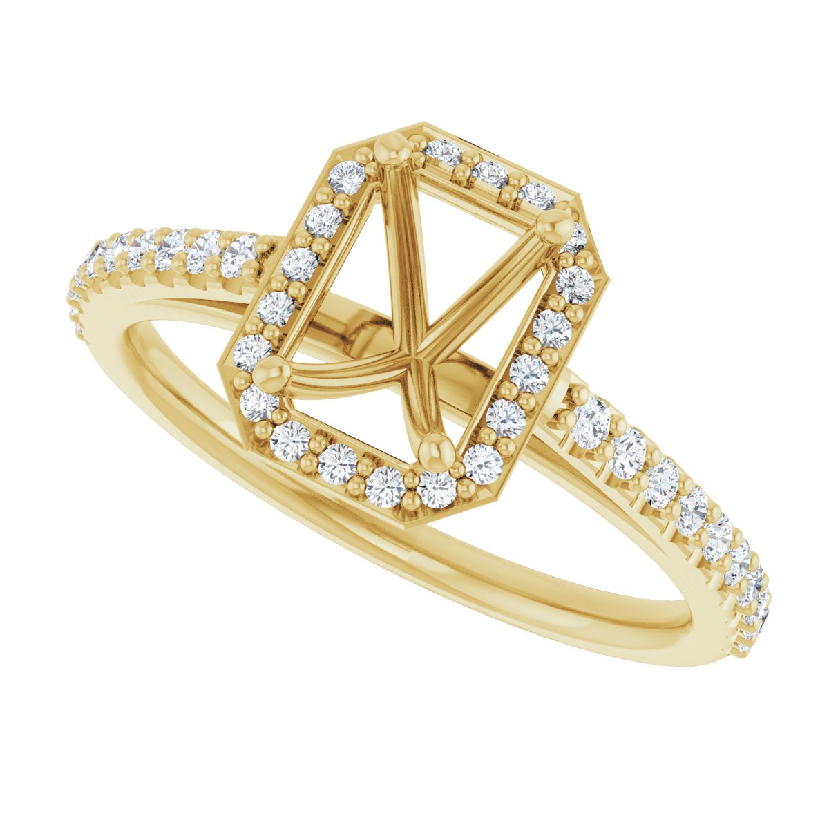 Emerald Halo-Style Engagement Ring Semi-Mount - gallery - Series 121987