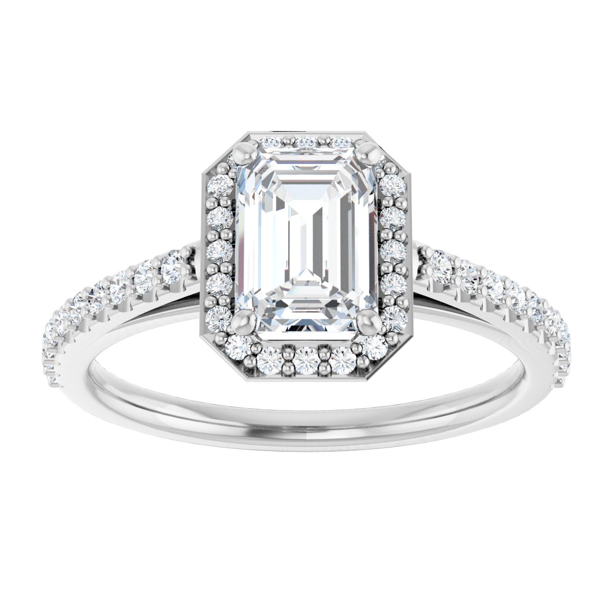 Emerald Halo-Style Engagement Ring Semi-Mount - gallery - Series 121987
