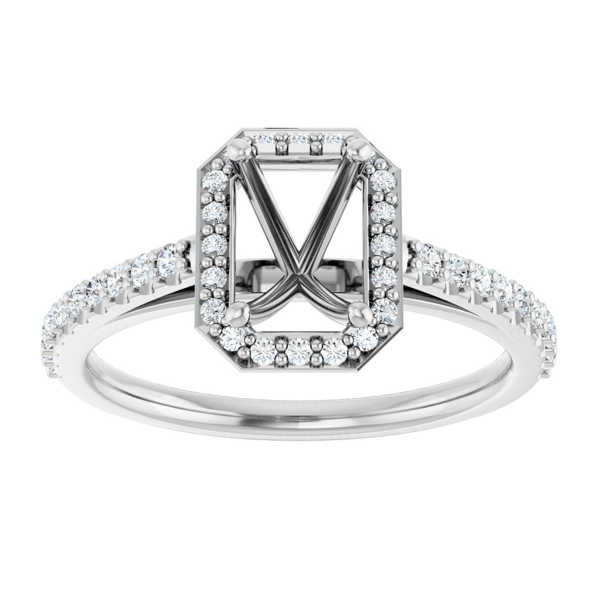 Emerald Halo-Style Engagement Ring Semi-Mount - gallery - Series 121987