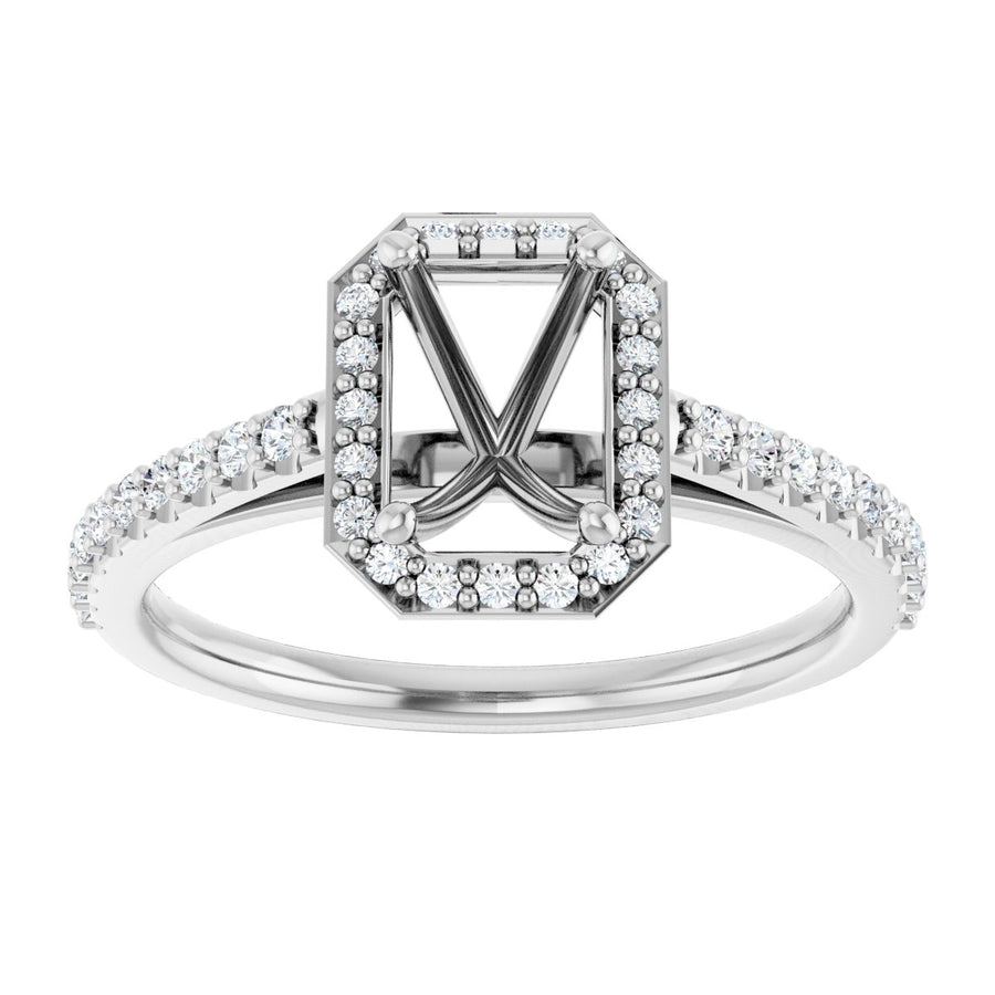 Emerald Halo-Style Engagement Ring Semi-Mount - gallery - Series 121987
