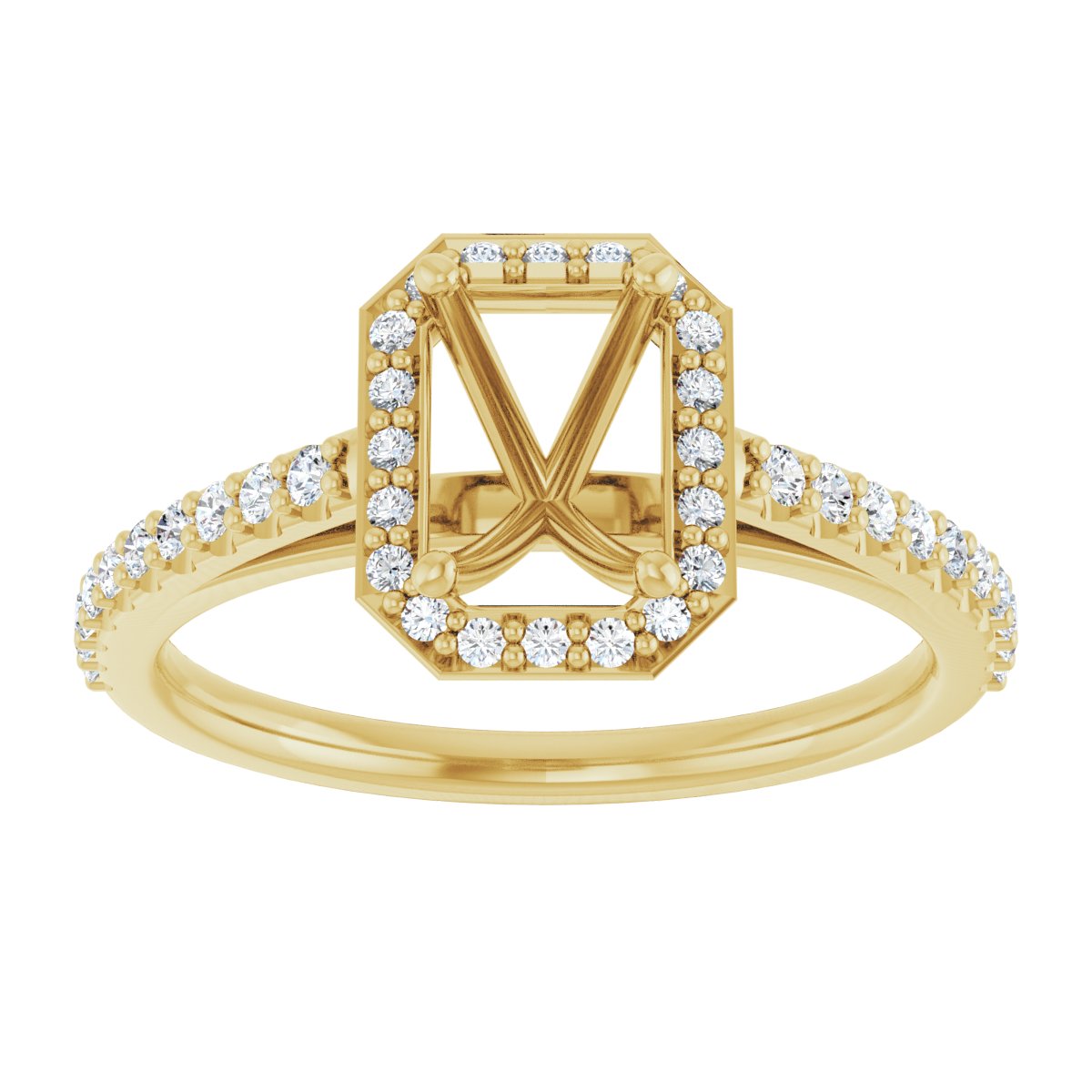 Emerald Halo-Style Engagement Ring Semi-Mount - gallery - Series 121987