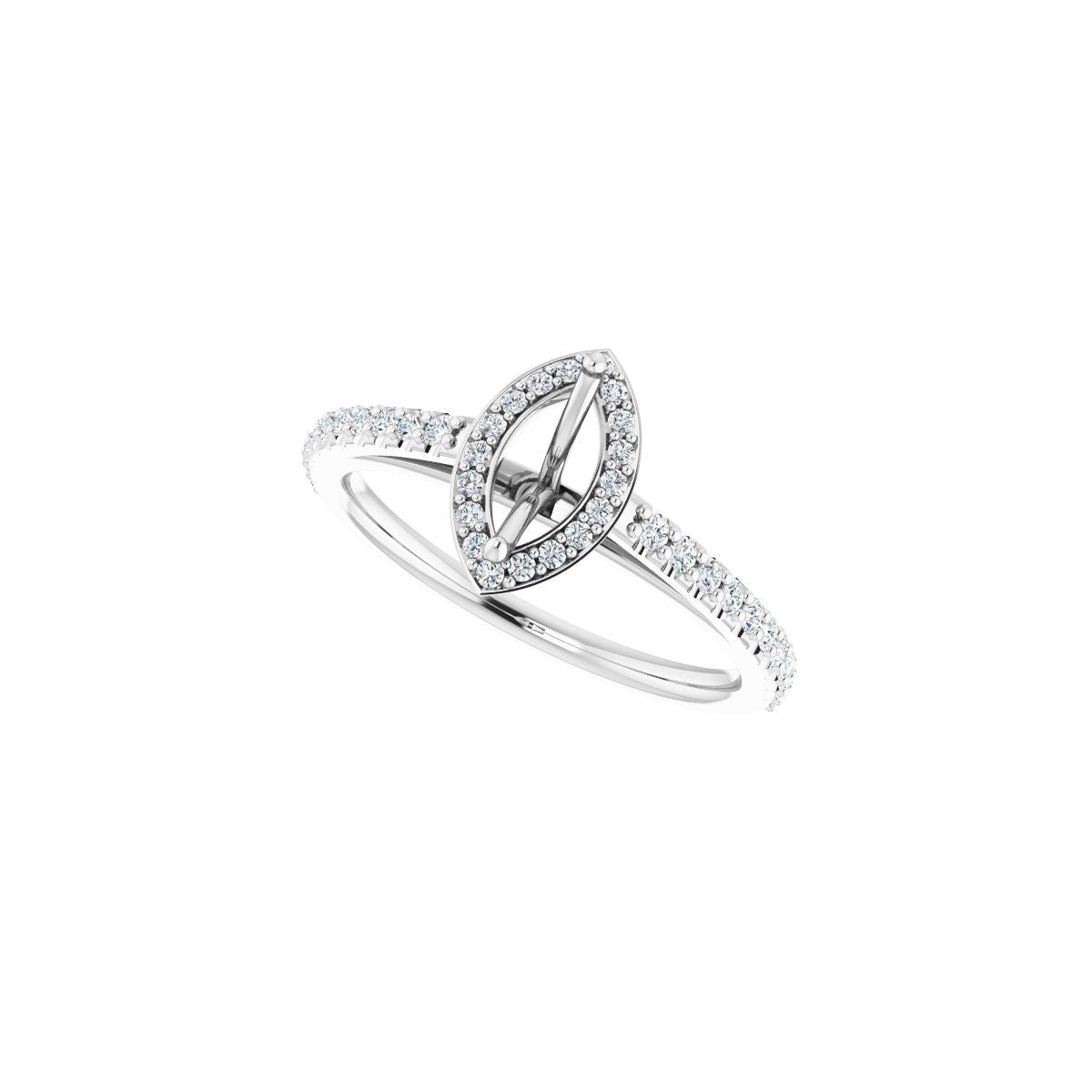 Marquise Halo-Style Engagement Ring Semi-Mount - gallery - Series 121987