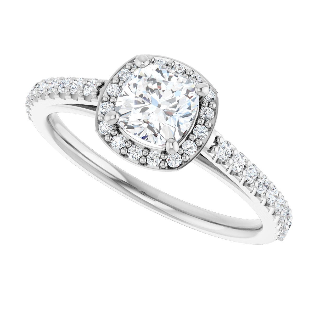 Cushion Halo-Style Engagement Ring Semi-Mount - gallery - Series 121987