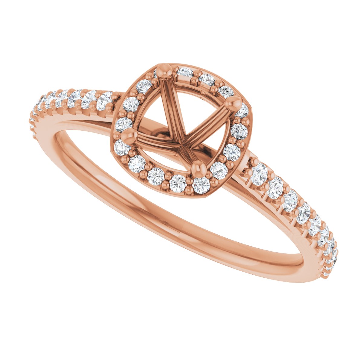 Cushion Halo-Style Engagement Ring Semi-Mount - gallery - Series 121987