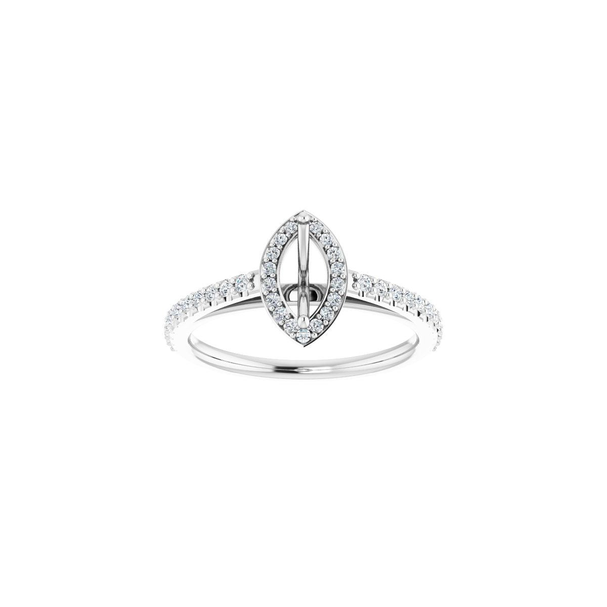 Marquise Halo-Style Engagement Ring Semi-Mount - gallery - Series 121987