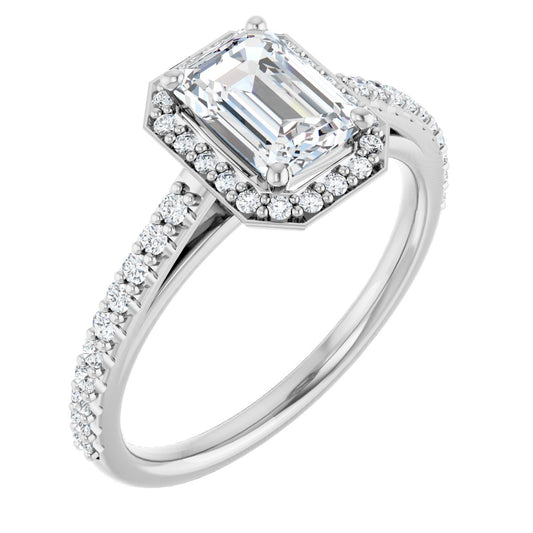 Emerald Halo-Style Engagement Ring Semi-Mount - gallery - Series 121987