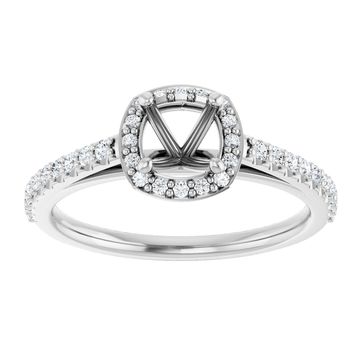 Cushion Halo-Style Engagement Ring Semi-Mount - gallery - Series 121987