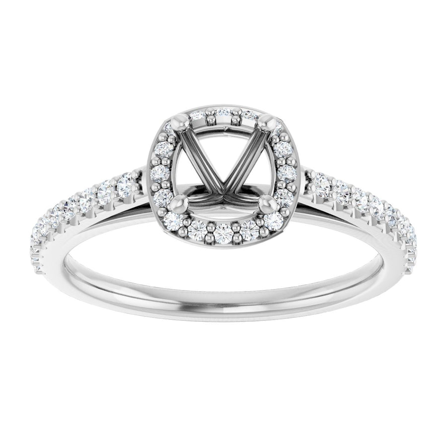 Cushion Halo-Style Engagement Ring Semi-Mount - gallery - Series 121987