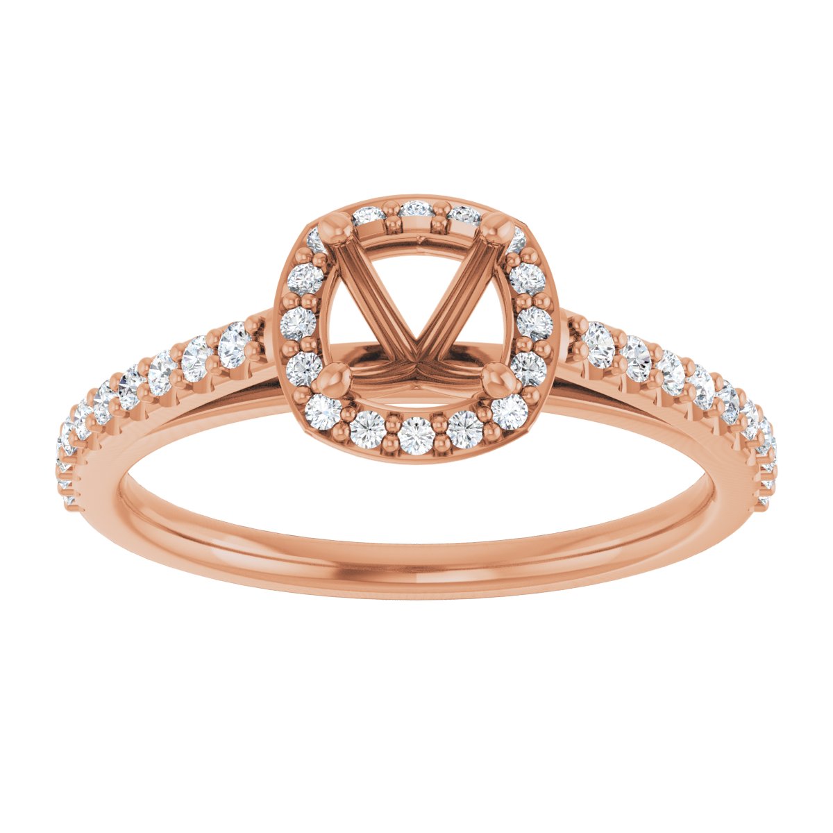 Cushion Halo-Style Engagement Ring Semi-Mount - gallery - Series 121987