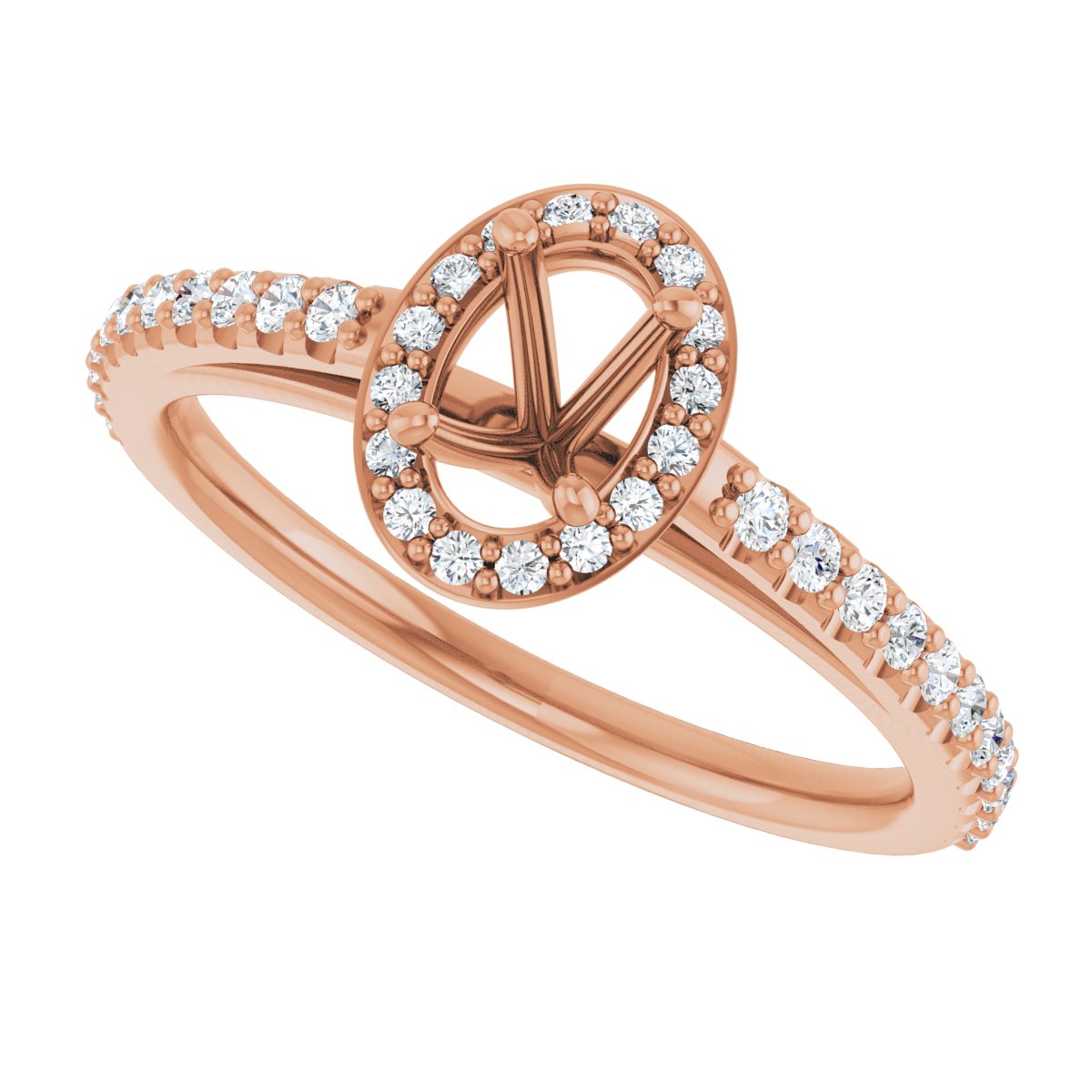 Oval Halo-Style Engagement Ring Semi-Mount - gallery - Series 121987