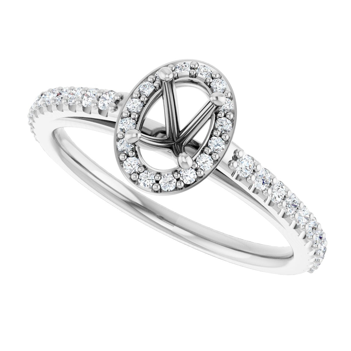 Oval Halo-Style Engagement Ring Semi-Mount - gallery - Series 121987