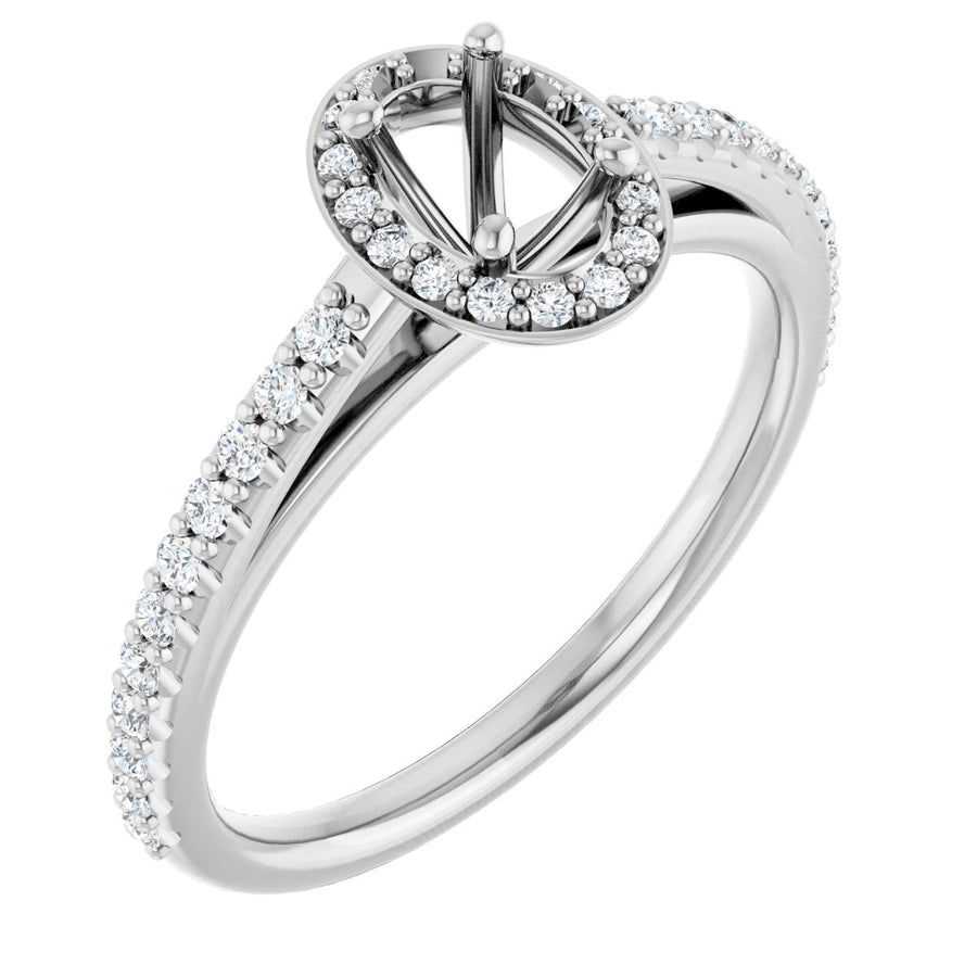 Natural Diamond Oval Halo-Style Engagement Ring Semi-Mount - Platinum - Series 121987