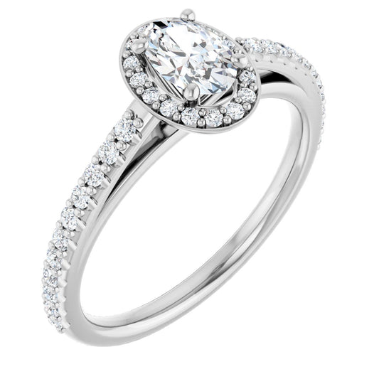 Oval Halo-Style Engagement Ring Semi-Mount - gallery - Series 121987