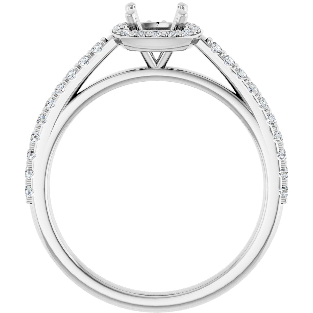 Cushion Halo-Style Engagement Ring Semi-Mount - gallery - Series 121987