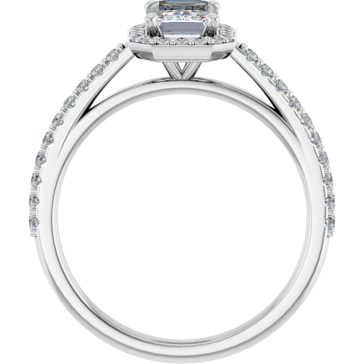 Emerald Halo-Style Engagement Ring Semi-Mount - gallery - Series 121987