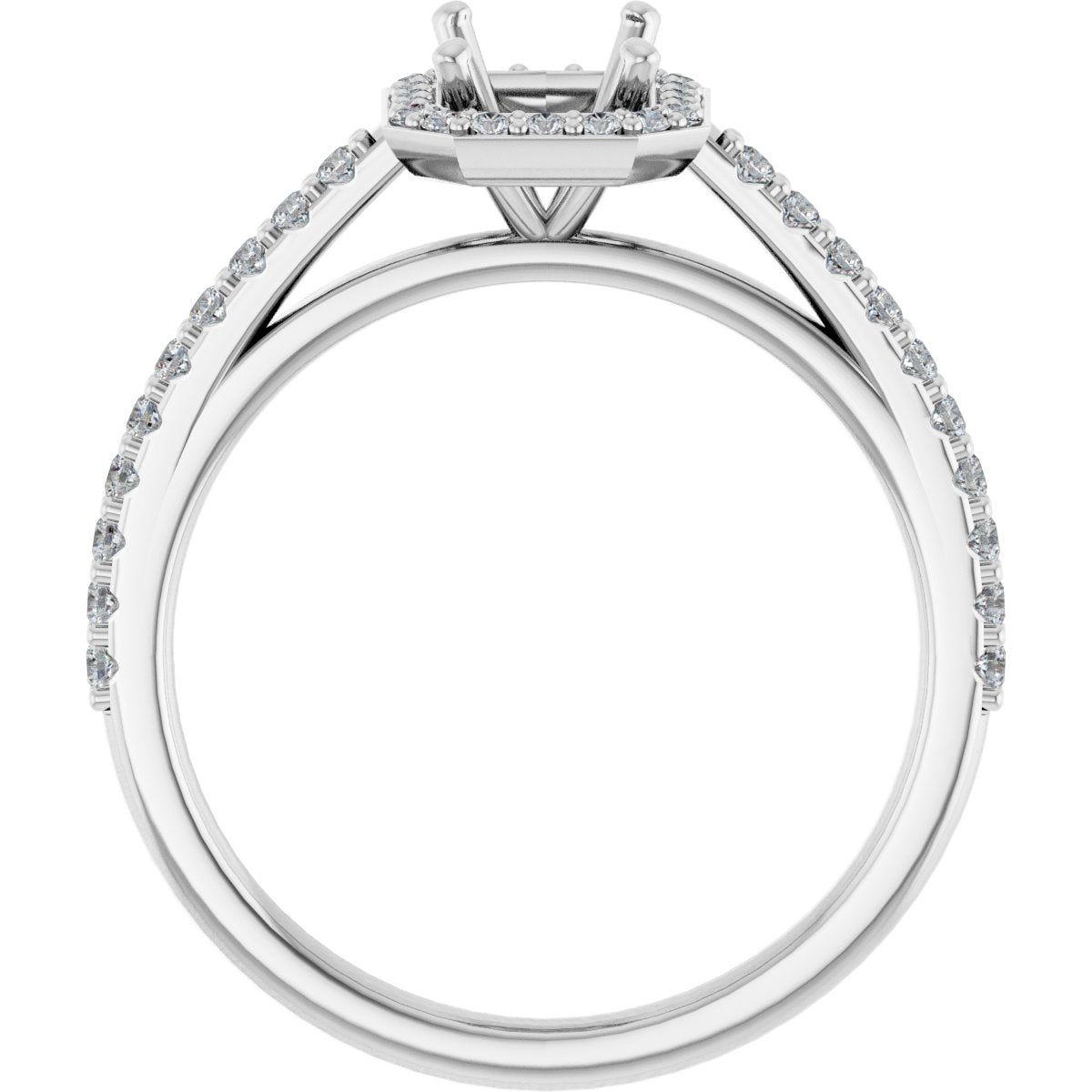 Emerald Halo-Style Engagement Ring Semi-Mount - gallery - Series 121987