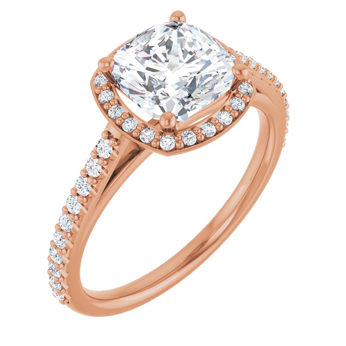 Natural Diamond Cushion Halo-Style Engagement Ring Semi-Mount - 14K Rose Gold - Series 121987