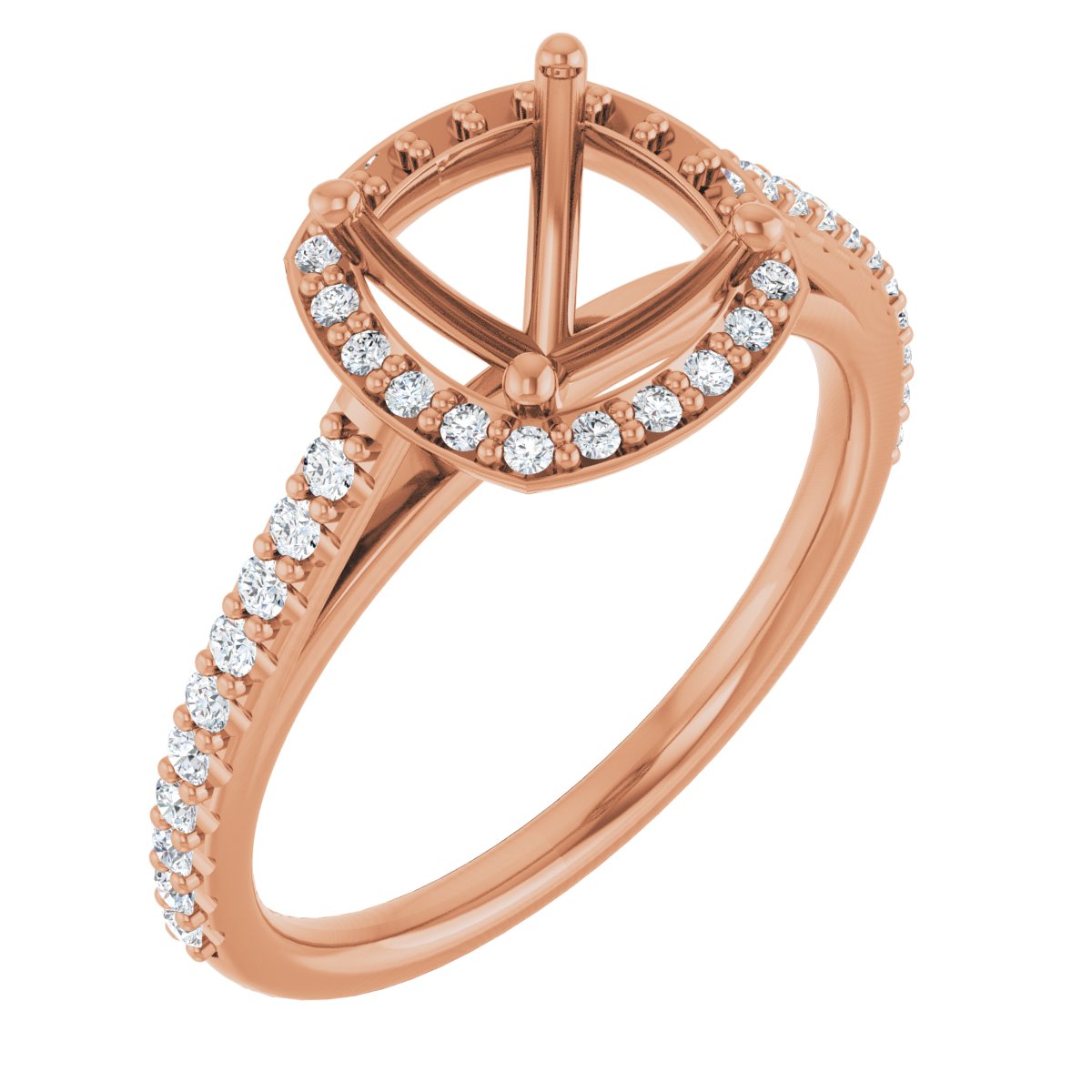 Cushion Halo-Style Engagement Ring Semi-Mount - gallery - Series 121987