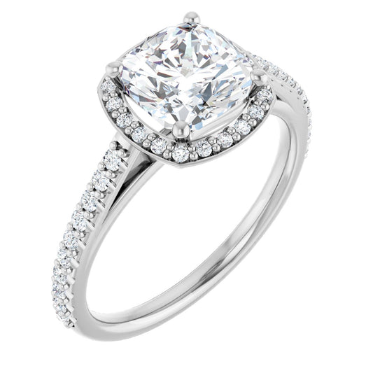Cushion Halo-Style Engagement Ring Semi-Mount - gallery - Series 121987