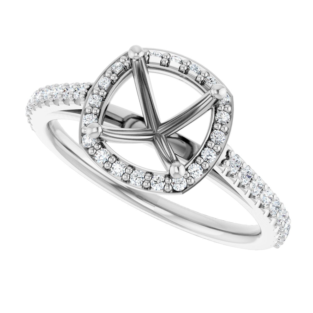 Cushion Halo-Style Engagement Ring Semi-Mount - gallery - Series 121987