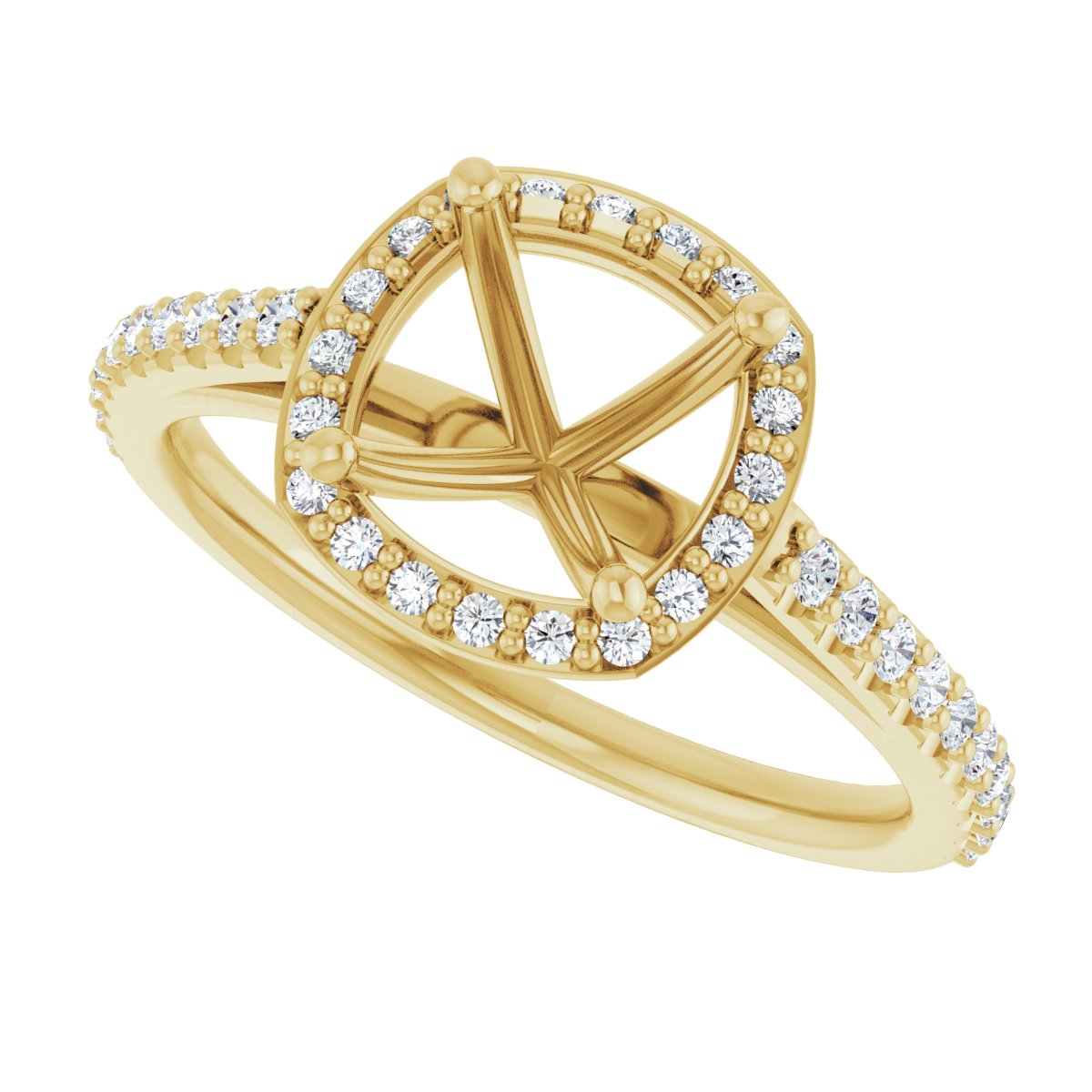 Cushion Halo-Style Engagement Ring Semi-Mount - gallery - Series 121987