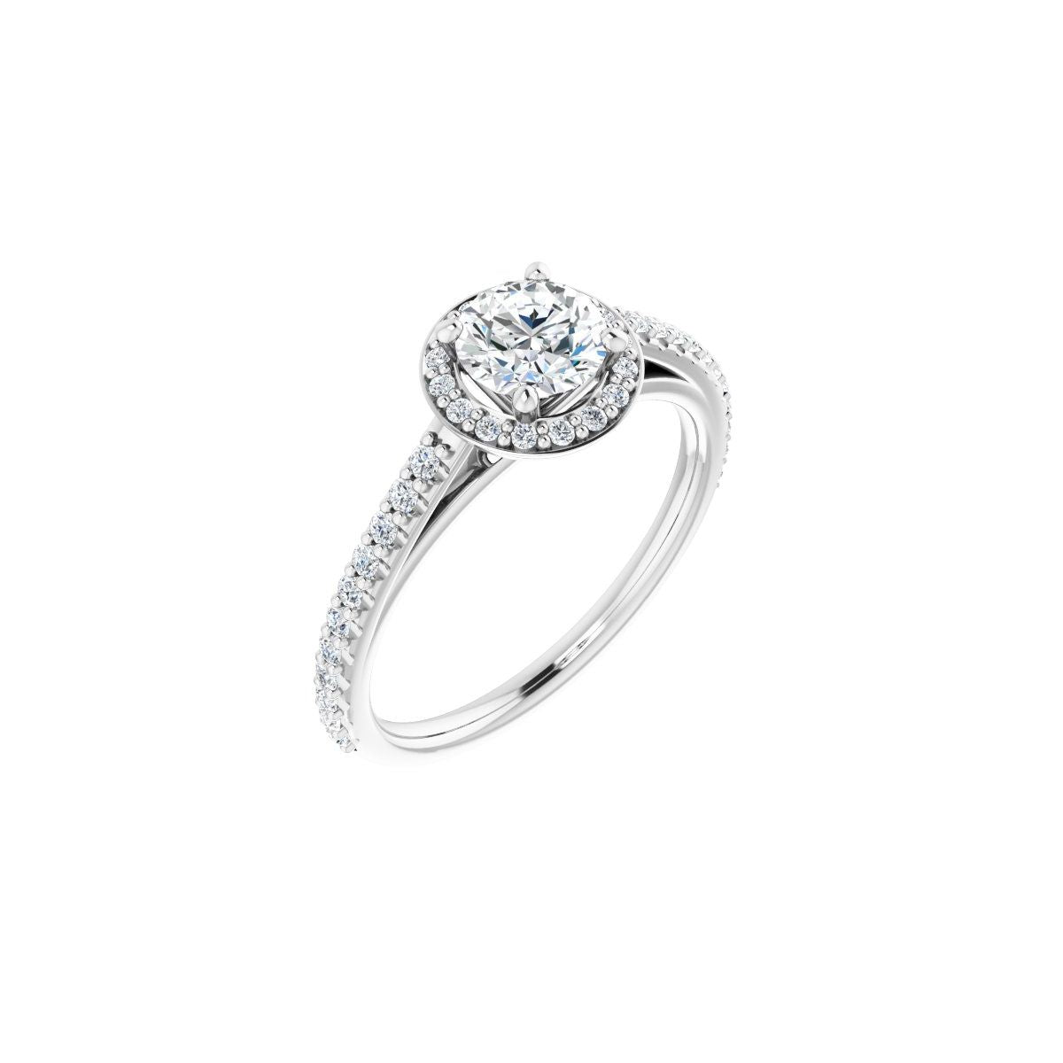 Natural Diamond Round Halo-Style Engagement Ring Semi-Mount - 14K White Gold - Series 121987