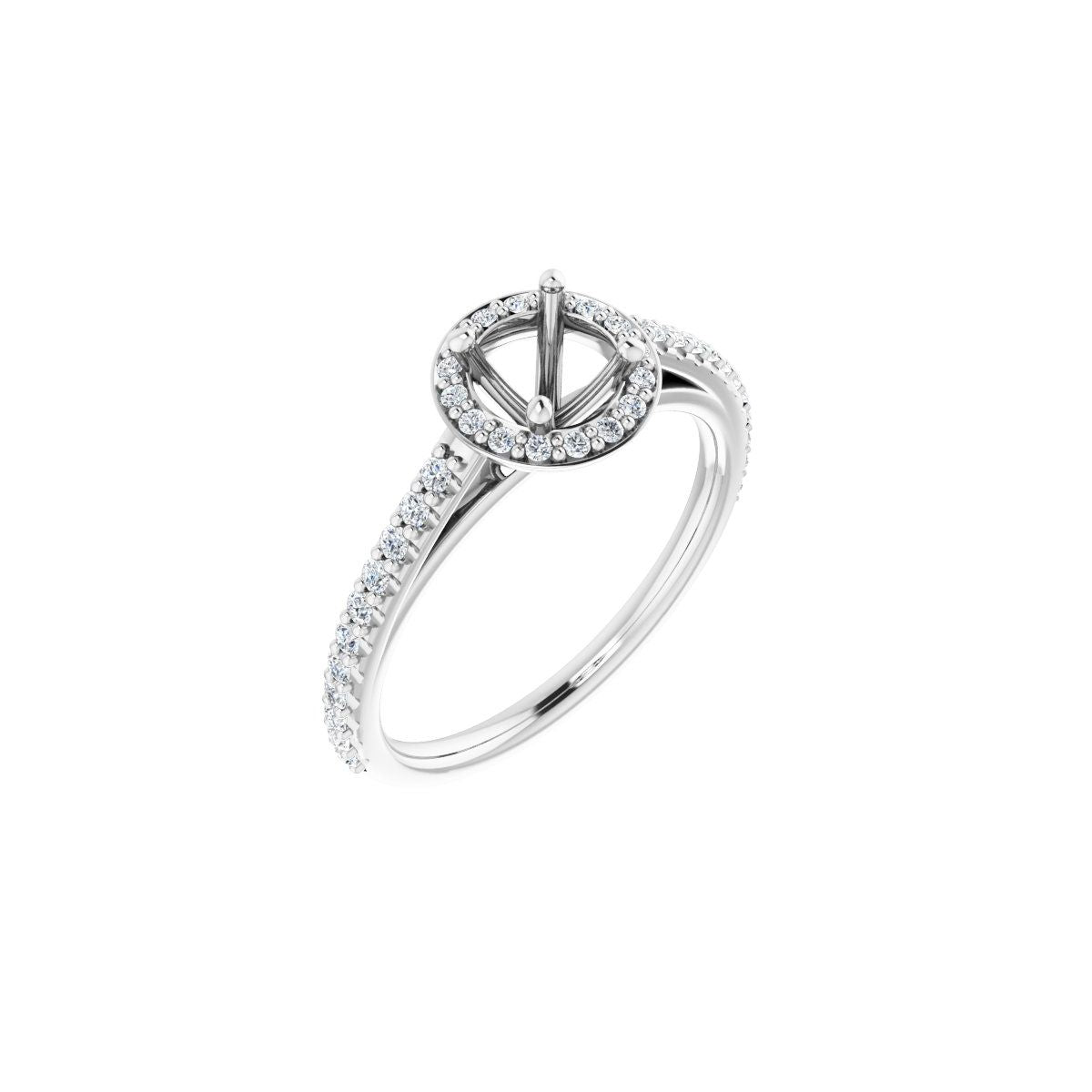 Natural Diamond Round Halo-Style Engagement Ring Semi-Mount - Platinum - Series 121987
