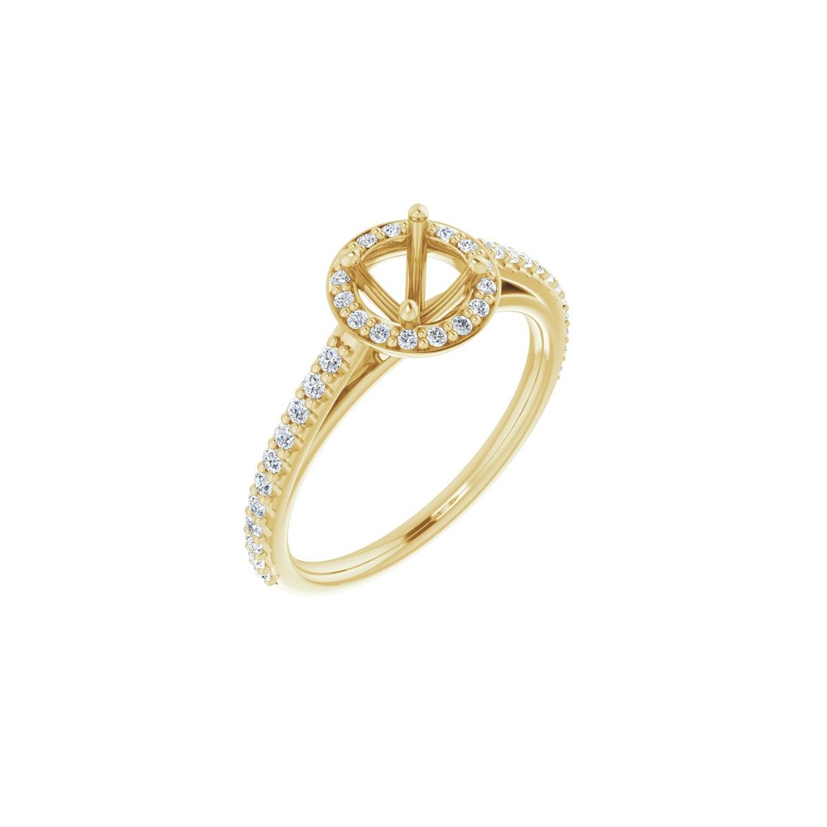 Natural Diamond Round Halo-Style Engagement Ring Semi-Mount - 14K Yellow Gold - Series 121987